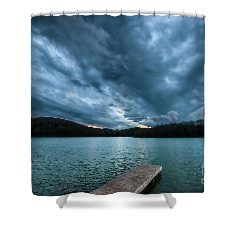 Lake Shower Curtain featuring the photograph Winter Storm Clouds #1 by Thomas R Fletcher