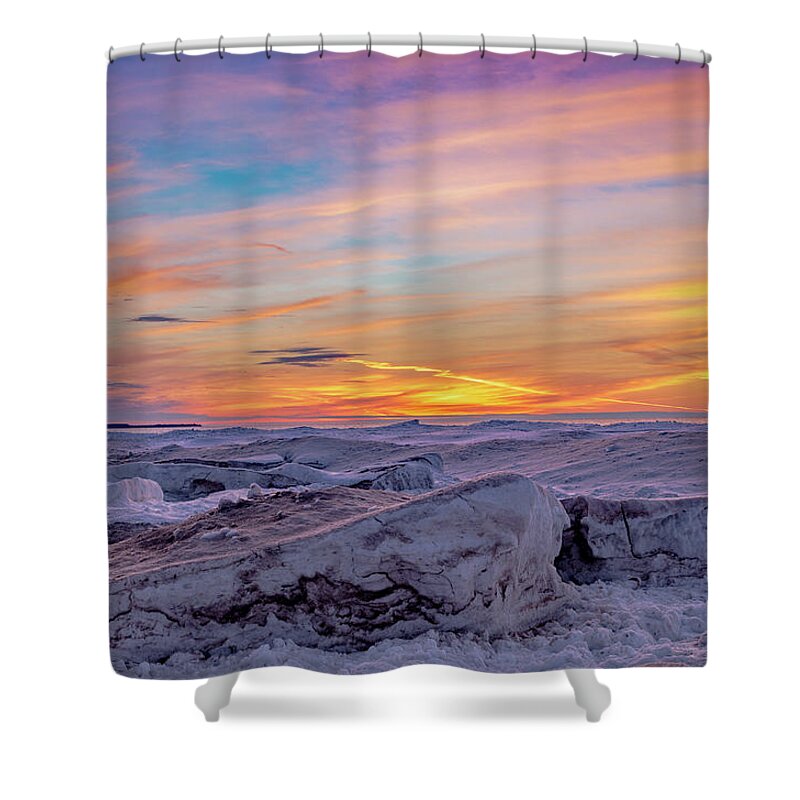 Agate Beach Shower Curtain featuring the photograph Winter Sunset #2 by Gary McCormick
