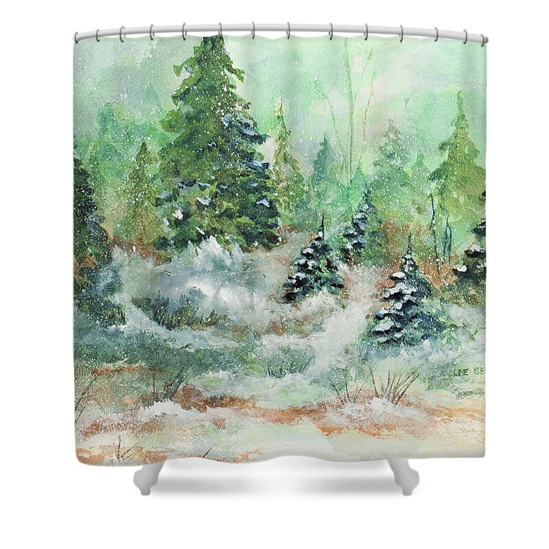 Landscape Shower Curtain featuring the painting Winter Wonderland #1 by Lee Beuther