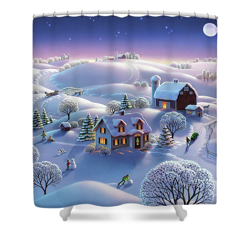 Winter Night Shower Curtain featuring the painting Winter Night by Robin Moline