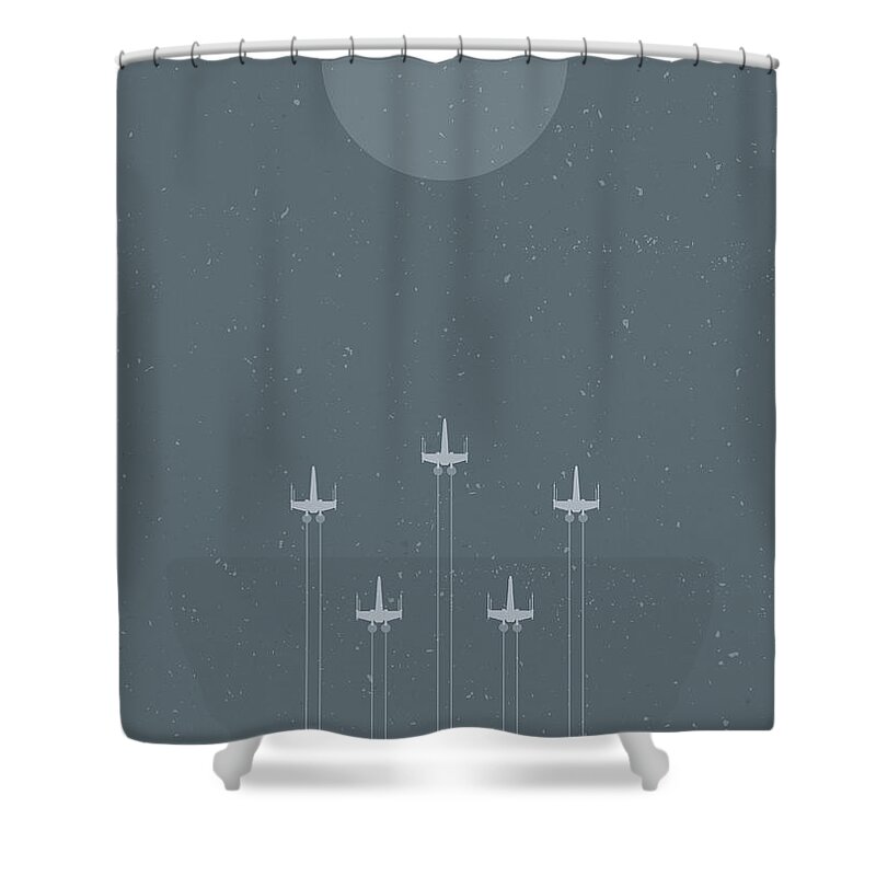 X-wing Shower Curtain featuring the digital art X-Wing Attack by Samuel Whitton