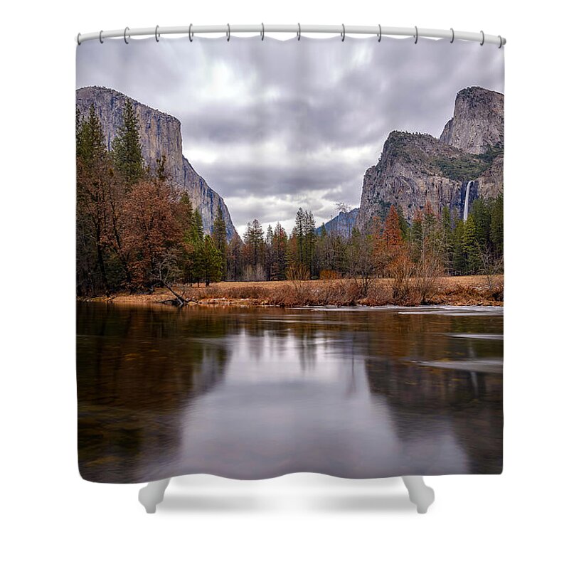 Yosemite National Park Shower Curtain featuring the photograph Yosemite Valley #1 by Mike Ronnebeck