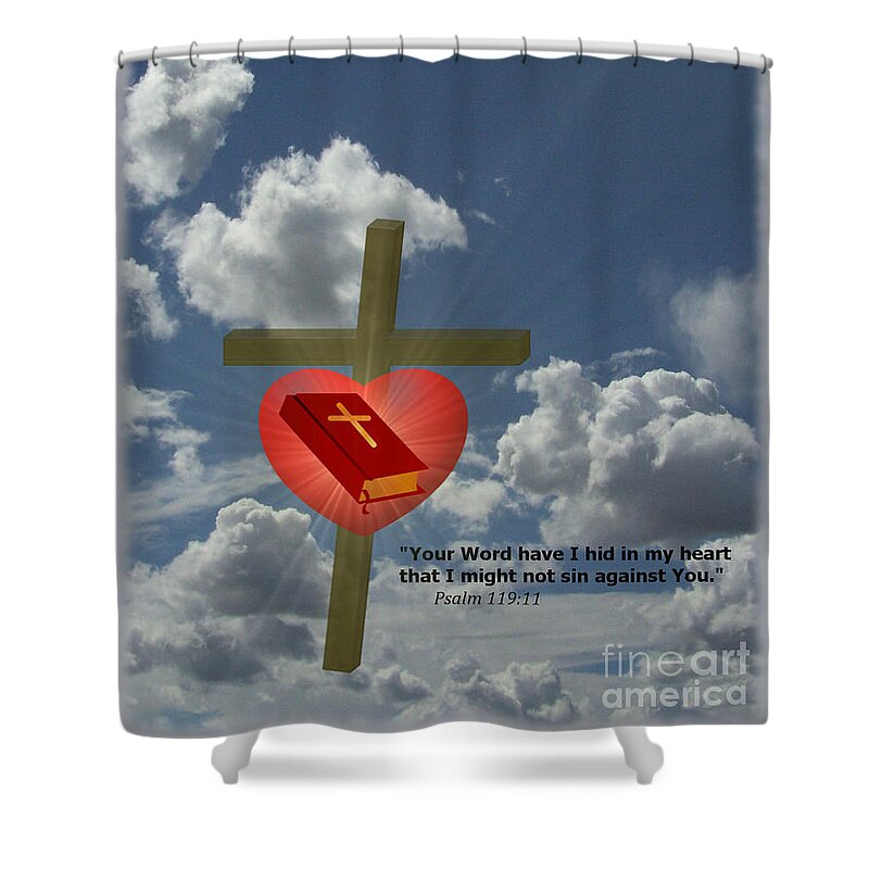 Psalm 119 Shower Curtain featuring the digital art Your Word Have I Hid in my Heart #1 by Charles Robinson