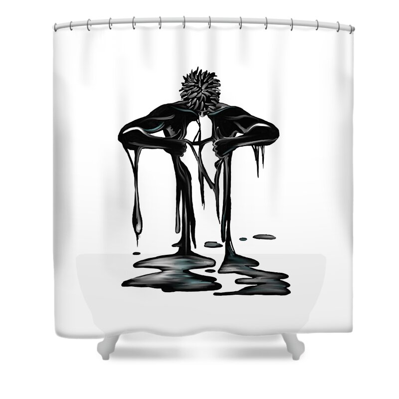 Black Shower Curtain featuring the drawing Black. #13 by Terri Meredith