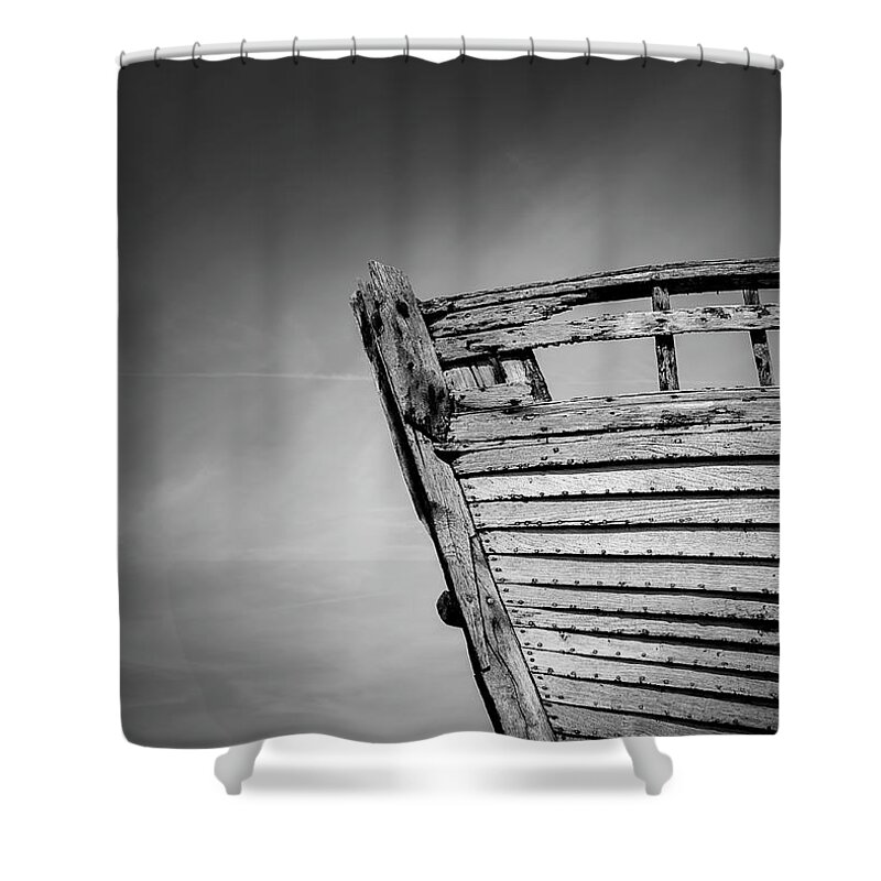 Vintage Shower Curtain featuring the photograph Shipwrecked BW by Rick Deacon