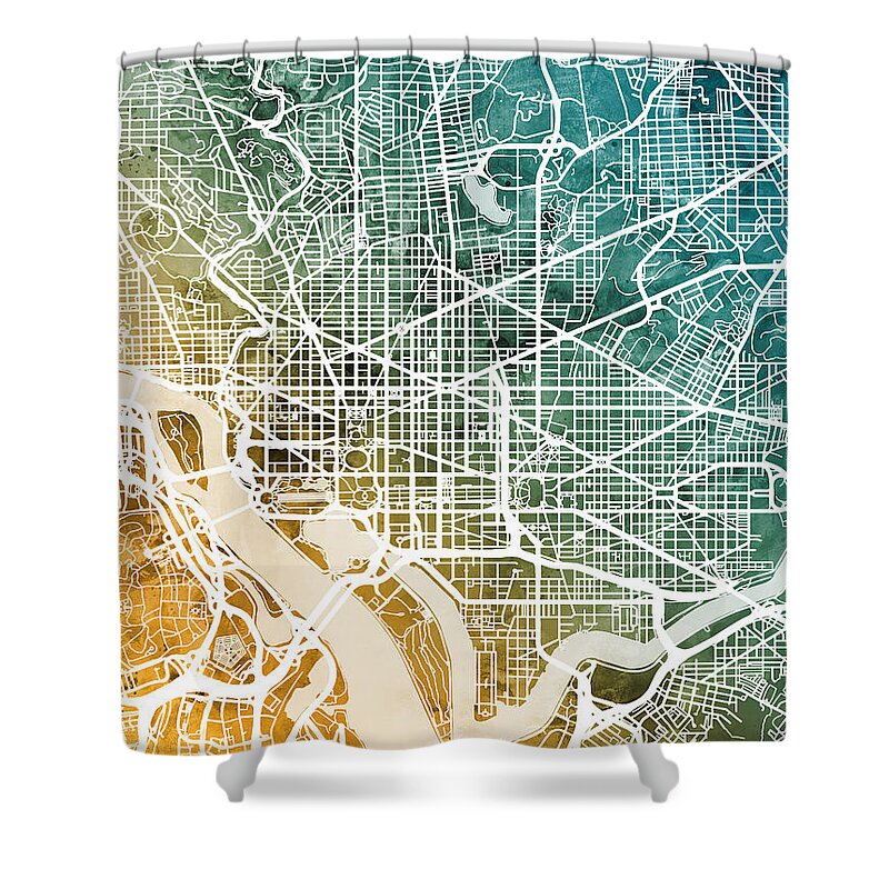 Street Map Shower Curtain featuring the digital art Washington DC Street Map by Michael Tompsett