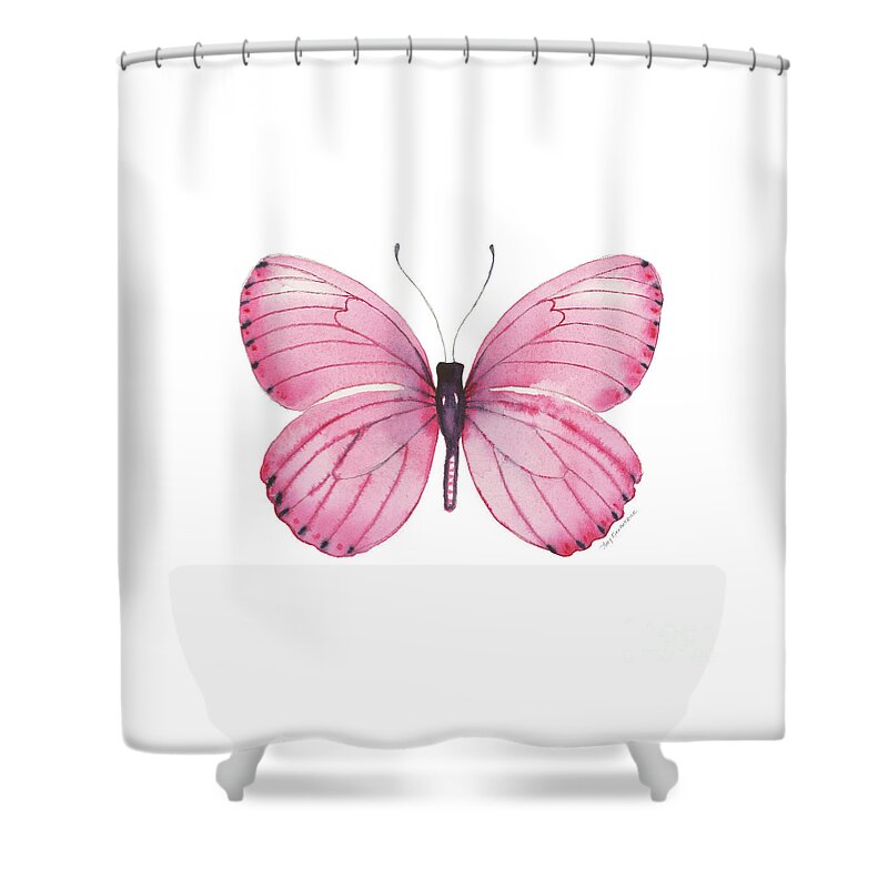 Pink Butterfly Shower Curtain featuring the painting 106 Pink Marcia Butterfly by Amy Kirkpatrick