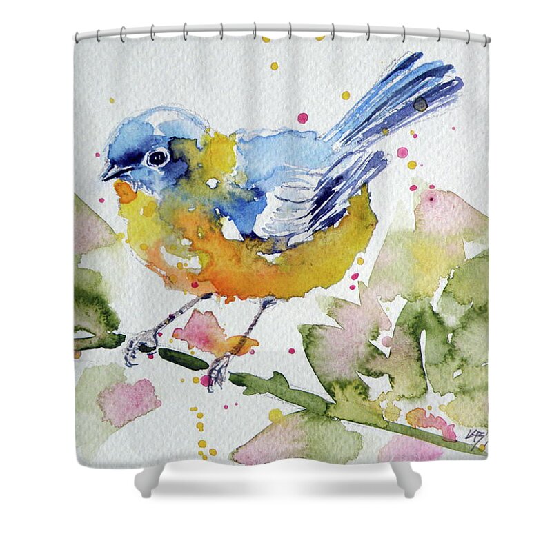 Bird Shower Curtain featuring the painting Bird #11 by Kovacs Anna Brigitta