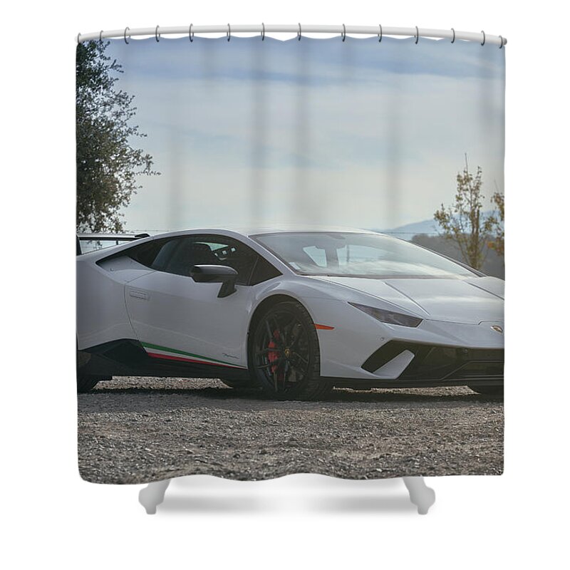 Lamborghini Shower Curtain featuring the photograph #Lamborghini #Huracan #Performante #Print #11 by ItzKirb Photography