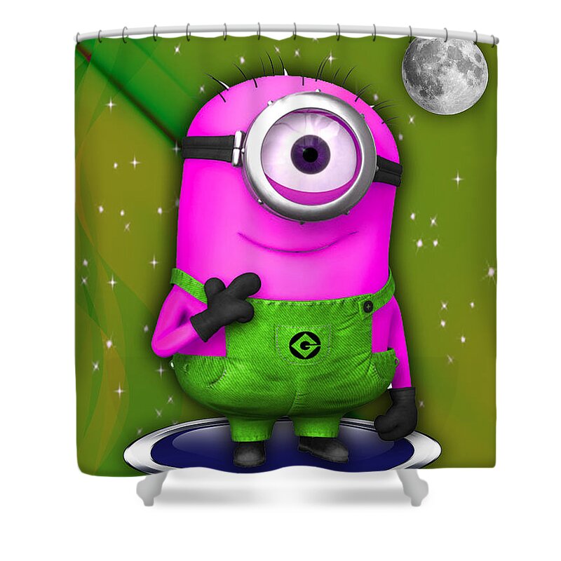 Minion Shower Curtain featuring the mixed media Minions Collection #11 by Marvin Blaine