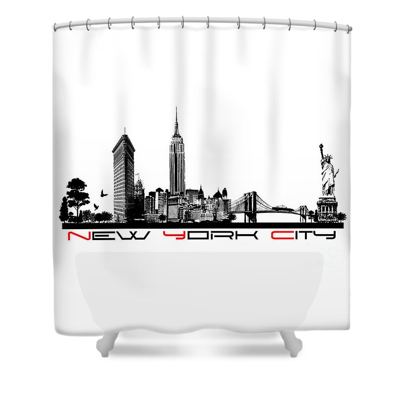 New York Shower Curtain featuring the digital art New York city skyline #11 by Justyna Jaszke JBJart