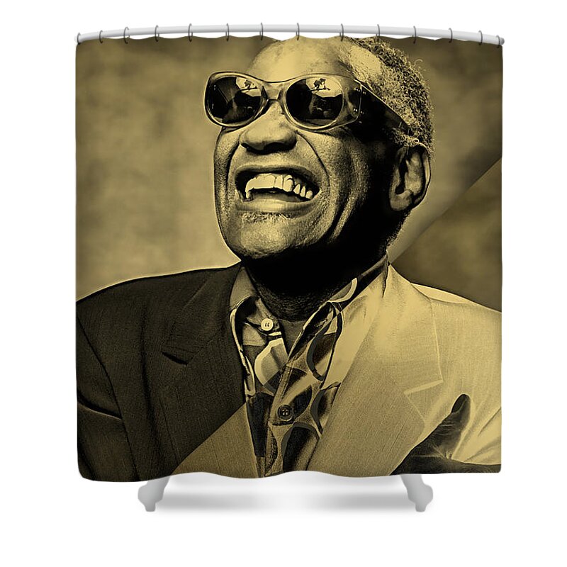 Ray Charles Shower Curtain featuring the mixed media Ray Charles Collection #11 by Marvin Blaine