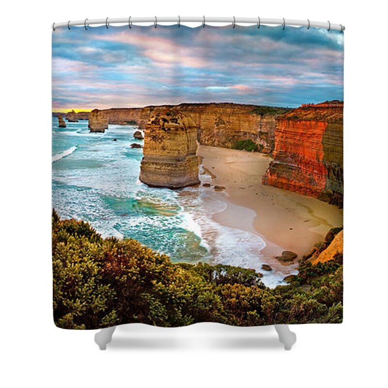 12 Apostles Shower Curtain featuring the photograph 12 Apostle Sunset by Az Jackson