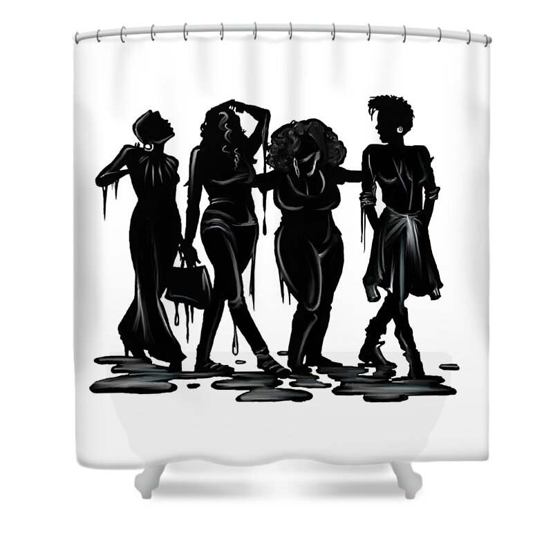 Women Shower Curtain featuring the drawing Black. #15 by Terri Meredith