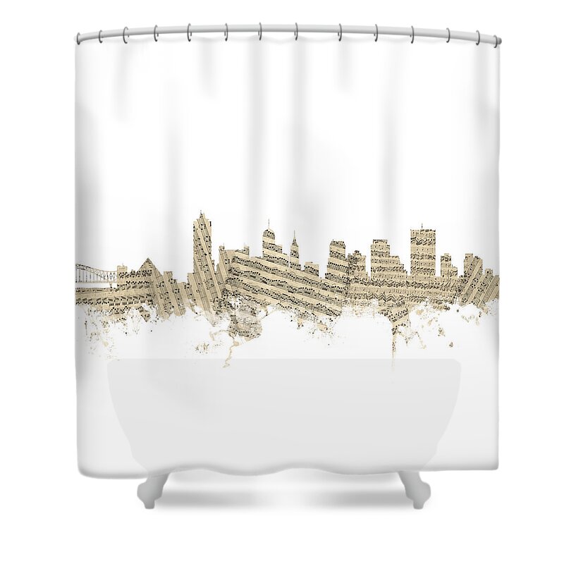 Memphis Shower Curtain featuring the digital art Memphis Tennessee Skyline by Michael Tompsett