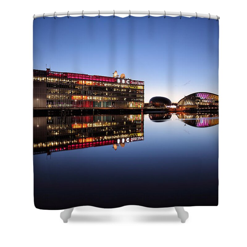  Architecture Shower Curtain featuring the photograph River Clyde Reflections #10 by Grant Glendinning