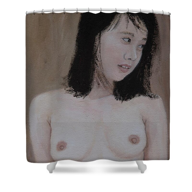Nude Shower Curtain featuring the painting Conversation #13 by Masami IIDA