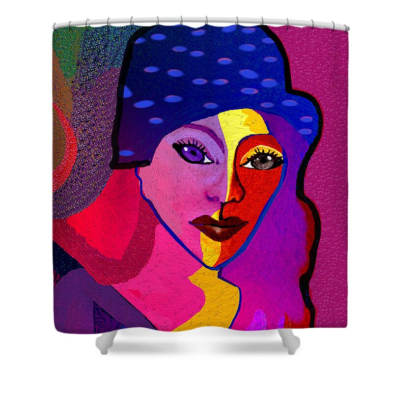 1307 Shower Curtain featuring the digital art 1307 - Mademoiselle 2017 by Irmgard Schoendorf Welch