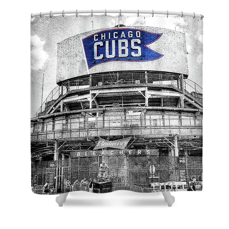 Vintage Shower Curtain featuring the photograph 1373 Vintage Wrigley Field by Steve Sturgill
