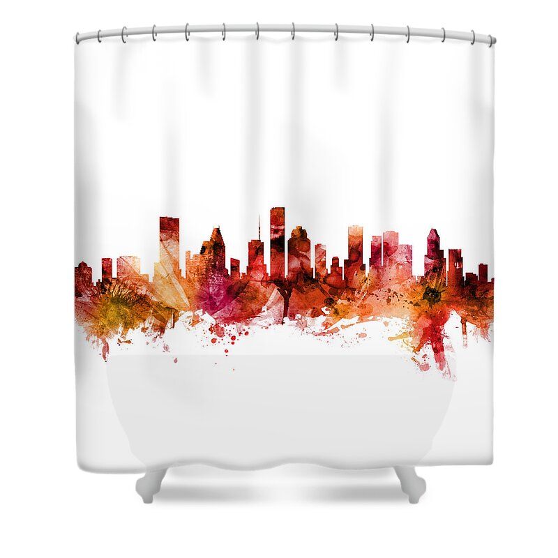 Houston Shower Curtain featuring the digital art Houston Texas Skyline by Michael Tompsett