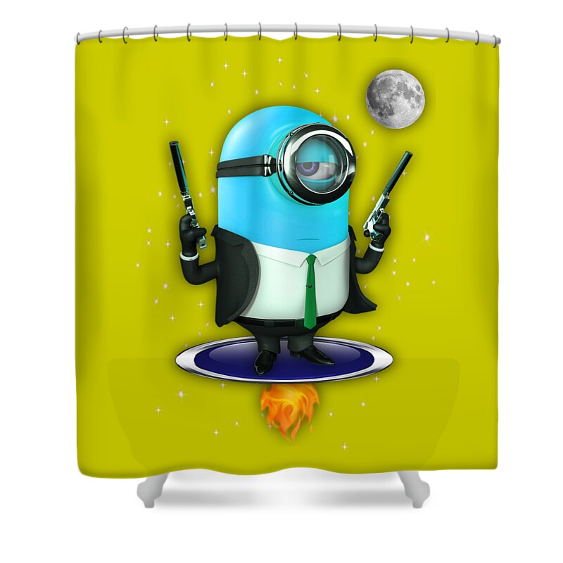 Minion Shower Curtain featuring the mixed media Minions Collection #14 by Marvin Blaine