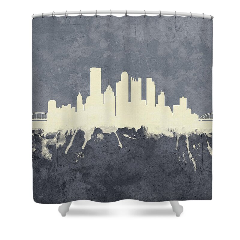 Pittsburgh Shower Curtain featuring the digital art Pittsburgh Pennsylvania Skyline by Michael Tompsett