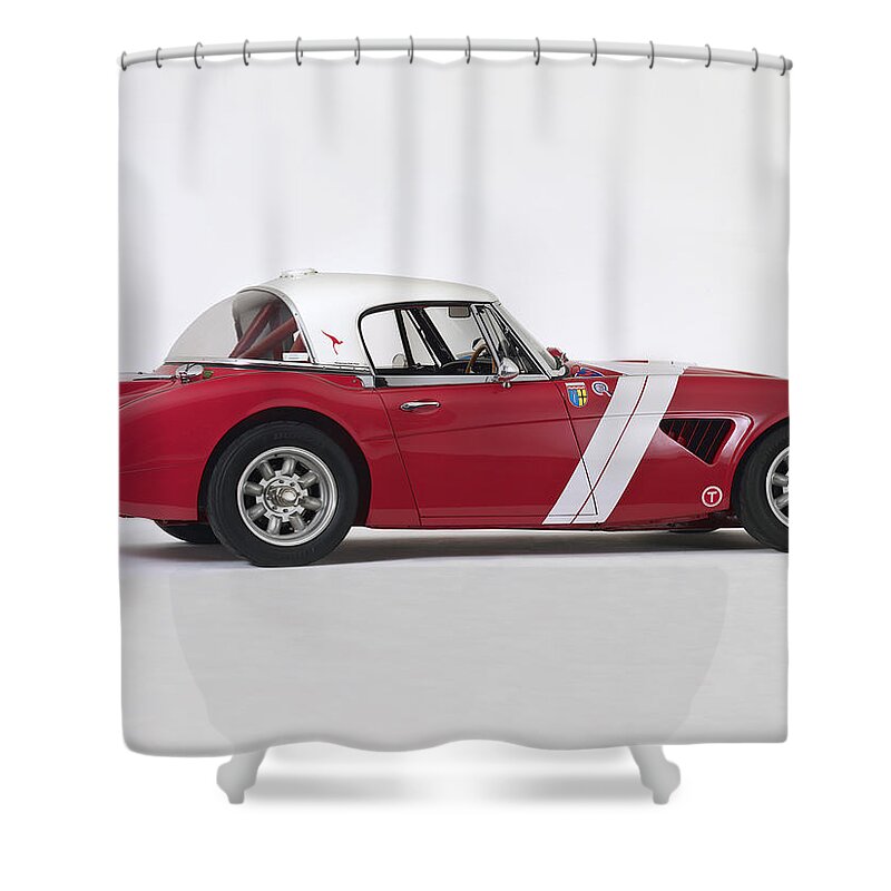 Race Car Shower Curtain featuring the digital art Race Car #15 by Super Lovely