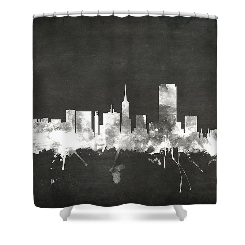 San Francisco Shower Curtain featuring the digital art San Francisco City Skyline by Michael Tompsett
