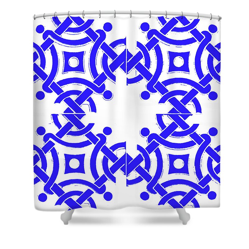 Wall Art Shower Curtain featuring the painting Spanish Geometric Azulejo #15 by AM FineArtPrints