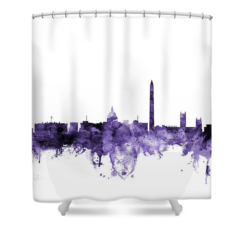 Skyline Shower Curtain featuring the digital art Washington DC Skyline #15 by Michael Tompsett