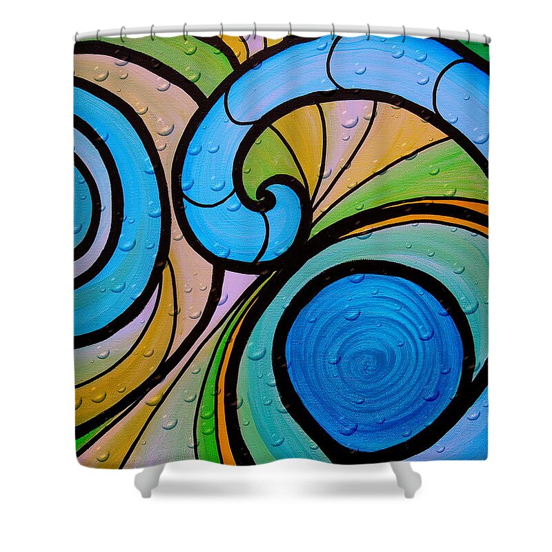 Mexican Shower Curtain featuring the painting Waves #15 by Pristine Cartera Turkus