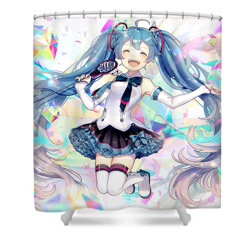 Vocaloid Shower Curtain featuring the digital art Vocaloid #171 by Super Lovely