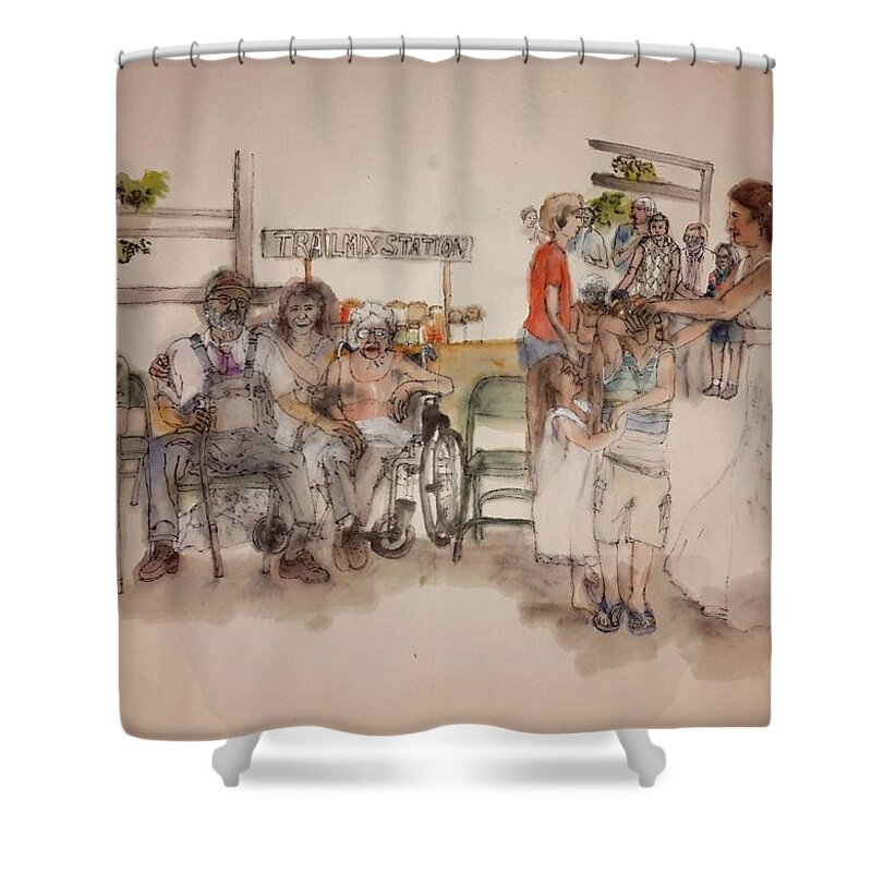 Wedding. Summer Shower Curtain featuring the painting The Wedding Album #18 by Debbi Saccomanno Chan