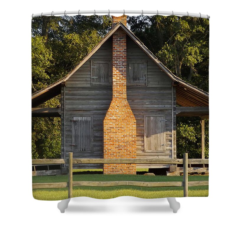 Architecture Shower Curtain featuring the photograph 1844 Log Cabin by Julie Pappas
