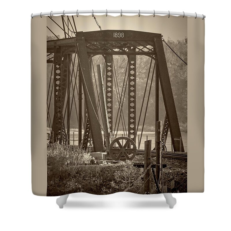 1898 Trestle Shower Curtain featuring the photograph 1898 Trestle in Sepia by Imagery by Charly