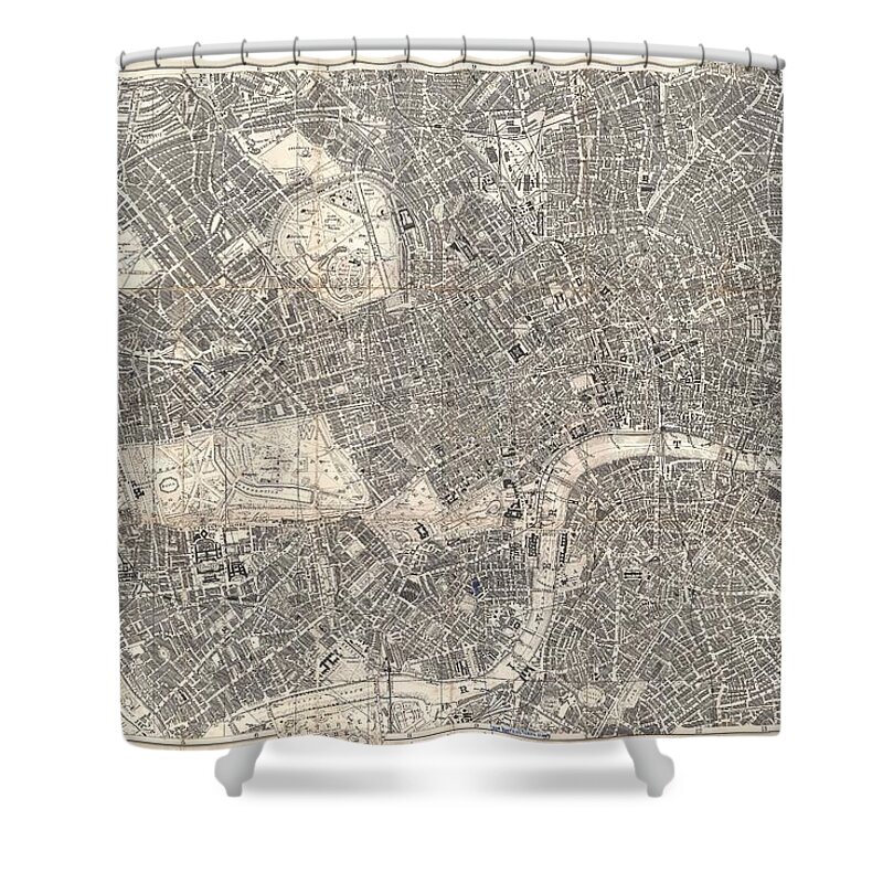 1899 Bacon Pocket Plan Or Map Of London Shower Curtain featuring the photograph 1899 Bacon Pocket Plan or Map of London by Paul Fearn