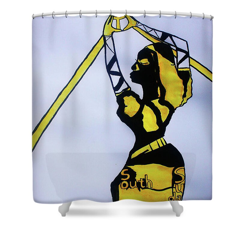 Jesus Shower Curtain featuring the painting Hope for Peace in South Sudan #19 by Gloria Ssali