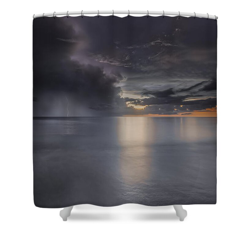 Naples Shower Curtain featuring the photograph Sunst over the Ocean by Peter Lakomy