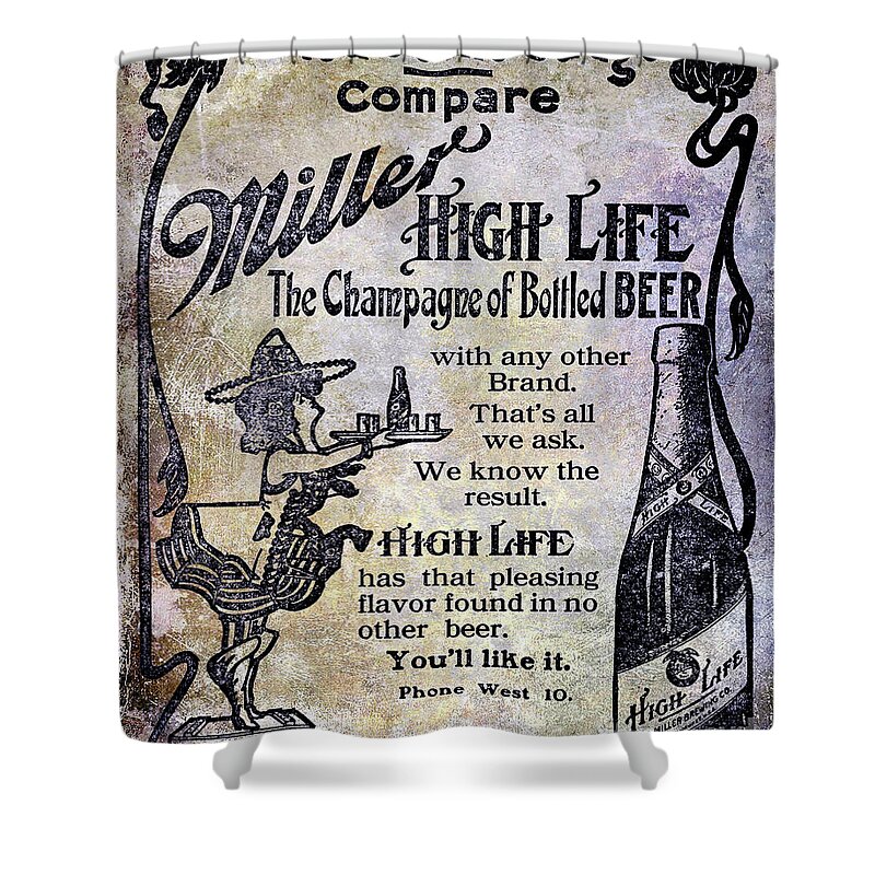 Beer Shower Curtain featuring the photograph 1907 Miller Beer Advertisement by Jon Neidert
