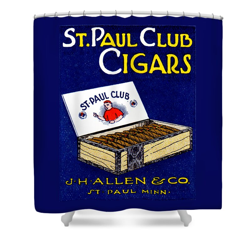 Historicimage Shower Curtain featuring the painting 1910 St. Paul Club Cigars by Historic Image