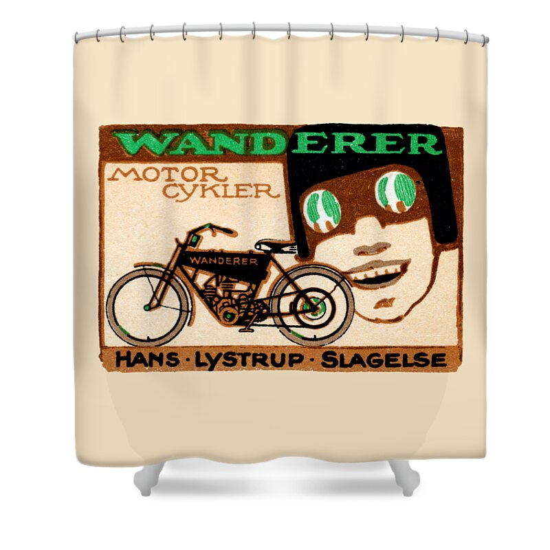 Vintage Shower Curtain featuring the painting 1910 Wanderer Motorcycle by Historic Image