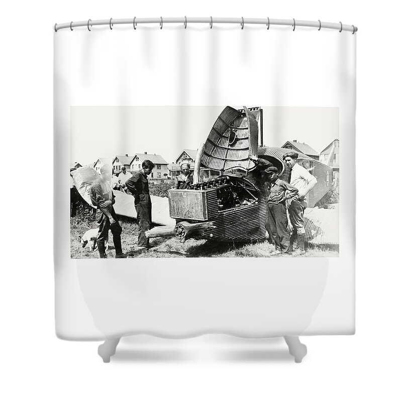 Aviation Shower Curtain featuring the photograph 1920 Crash of Junkers Larsen Aircraft by Historic Image