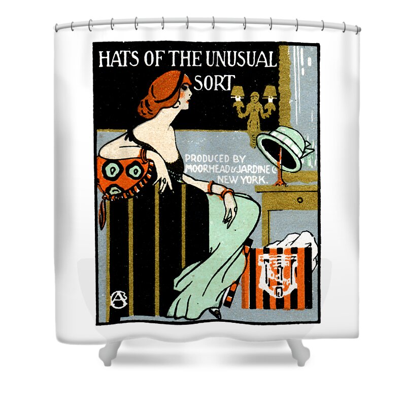 Historicimage Shower Curtain featuring the painting 1920 Hats of the Unusual Sort by Historic Image