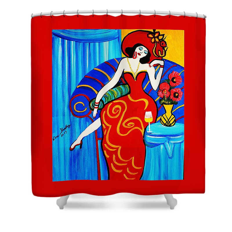 Blue Room Shower Curtain featuring the painting 1920's BLUE ROOM by Nora Shepley