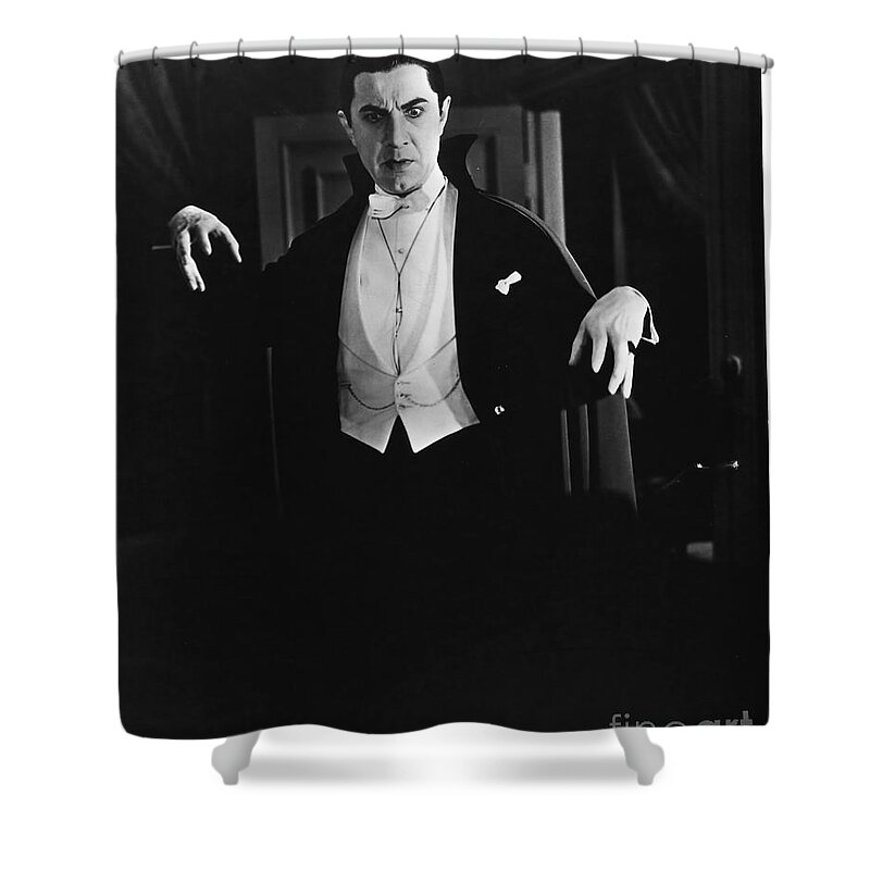1931 Shower Curtain featuring the photograph 1931 Dracula Bela Lugosi by Vintage Collectables