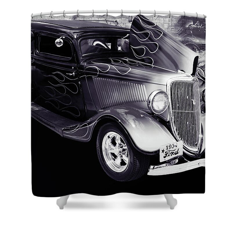 1934 Ford Street Rod Classic Car Shower Curtain featuring the photograph 1934 Ford Street Rod Classic Car 5545.52 by M K Miller