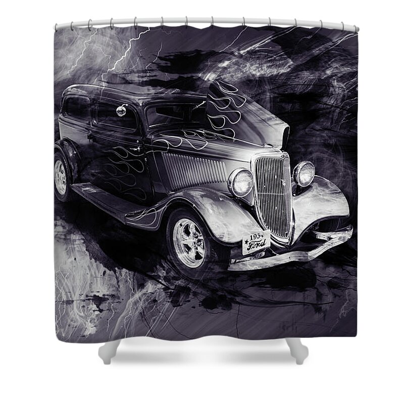1934 Ford Street Rod Classic Car Shower Curtain featuring the photograph 1934 Ford Street Rod Classic Car 5545.54 by M K Miller