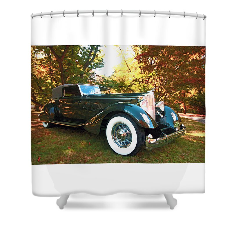 1934 Shower Curtain featuring the photograph 1934 Packard Dietrich Convertible Victoria by Allen Beatty