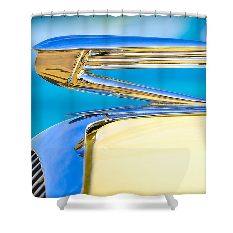 1936 Buick 40 Series Shower Curtain featuring the photograph 1936 Buick 40 Series Hood Ornament by Jill Reger