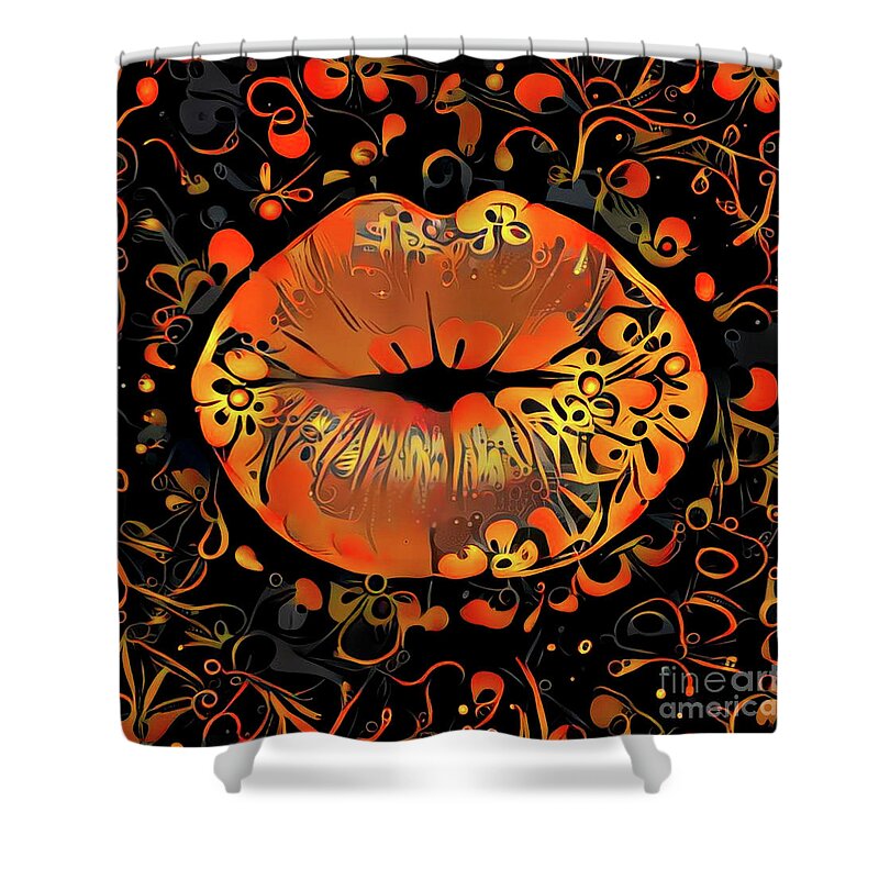 Beauty Shower Curtain featuring the digital art Kissing Lips #194 by Amy Cicconi